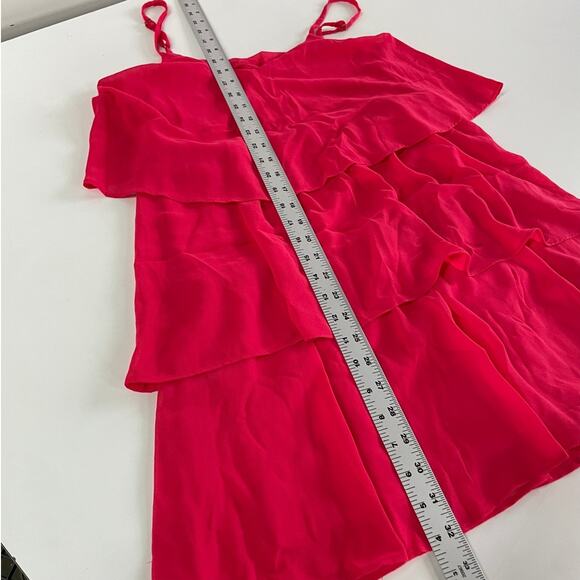 Francescas Blue‎ Rain Dress Womens Small Pink Tiered Layered Ruffle Mini V Neck - Picture 6 of 6